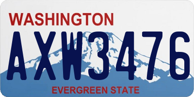 WA license plate AXW3476