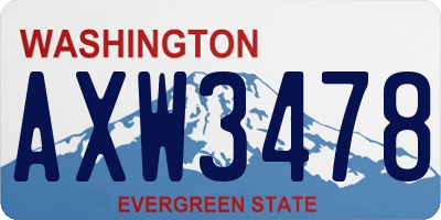 WA license plate AXW3478