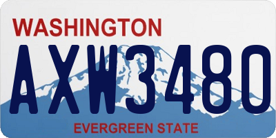 WA license plate AXW3480