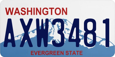 WA license plate AXW3481