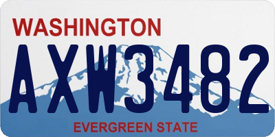 WA license plate AXW3482