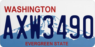 WA license plate AXW3490