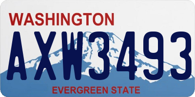 WA license plate AXW3493