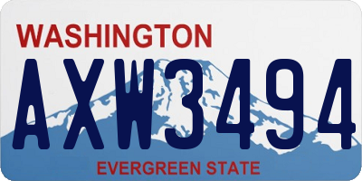 WA license plate AXW3494