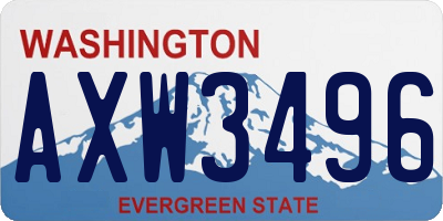 WA license plate AXW3496