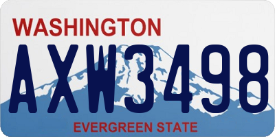 WA license plate AXW3498