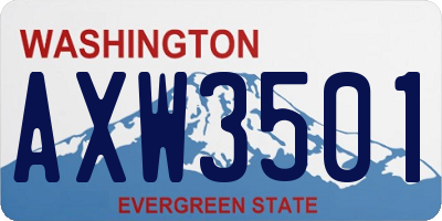 WA license plate AXW3501