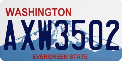 WA license plate AXW3502