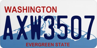 WA license plate AXW3507