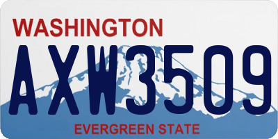 WA license plate AXW3509