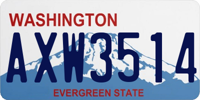 WA license plate AXW3514