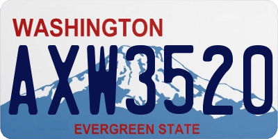 WA license plate AXW3520