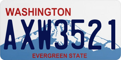 WA license plate AXW3521