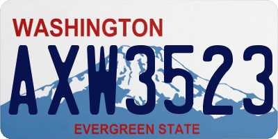 WA license plate AXW3523
