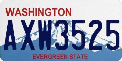 WA license plate AXW3525