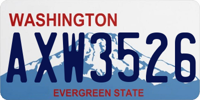 WA license plate AXW3526