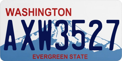WA license plate AXW3527