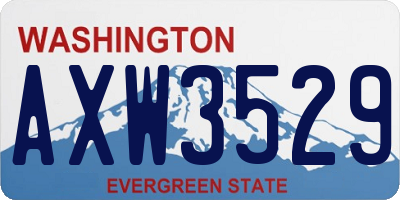 WA license plate AXW3529