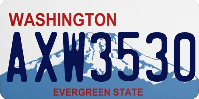WA license plate AXW3530