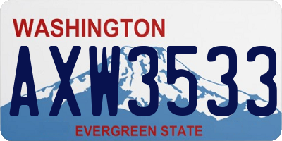 WA license plate AXW3533