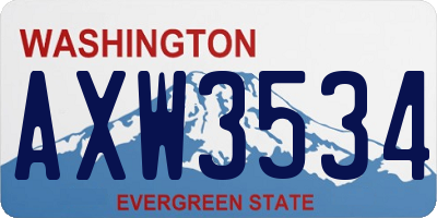 WA license plate AXW3534