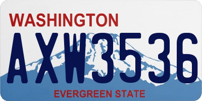 WA license plate AXW3536