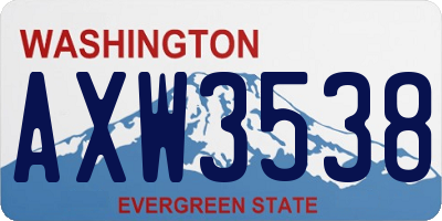 WA license plate AXW3538