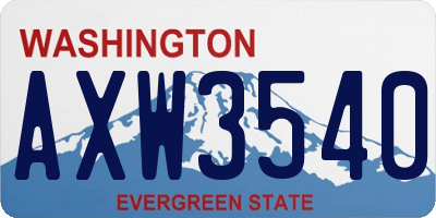 WA license plate AXW3540