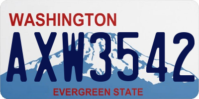 WA license plate AXW3542
