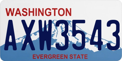 WA license plate AXW3543
