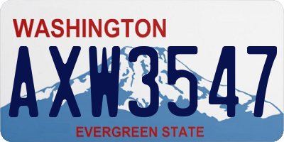 WA license plate AXW3547