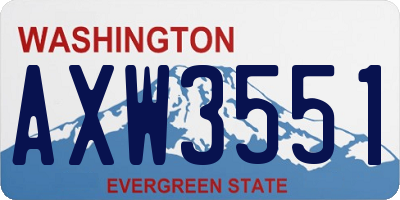 WA license plate AXW3551