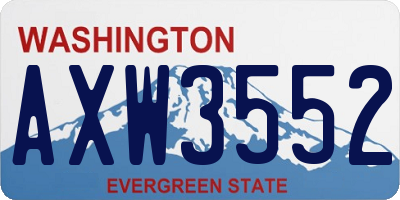 WA license plate AXW3552