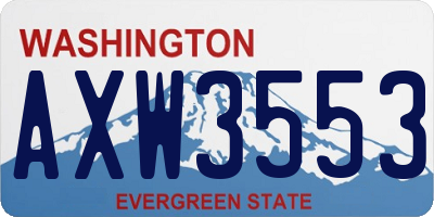 WA license plate AXW3553