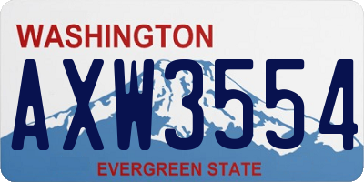 WA license plate AXW3554