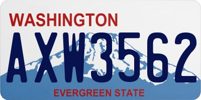 WA license plate AXW3562