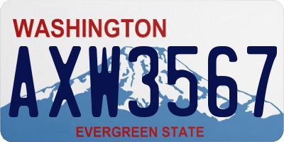 WA license plate AXW3567