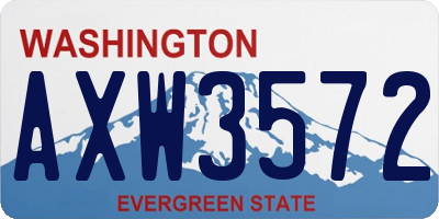 WA license plate AXW3572