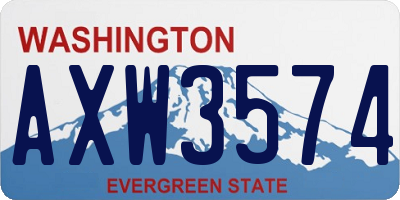 WA license plate AXW3574