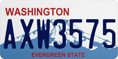 WA license plate AXW3575