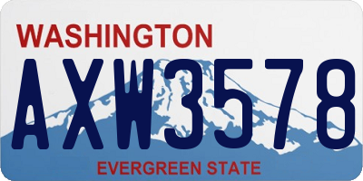 WA license plate AXW3578