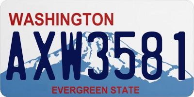 WA license plate AXW3581