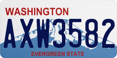 WA license plate AXW3582