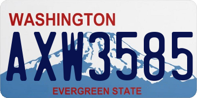 WA license plate AXW3585