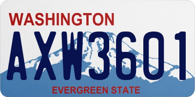 WA license plate AXW3601