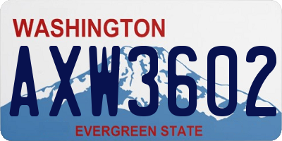 WA license plate AXW3602
