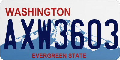WA license plate AXW3603