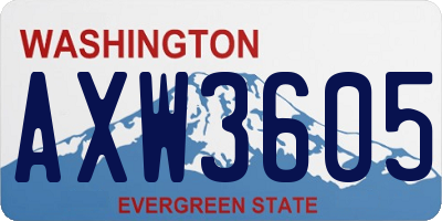 WA license plate AXW3605
