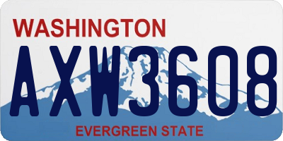 WA license plate AXW3608