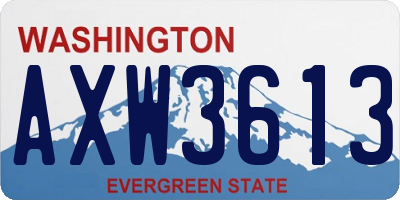 WA license plate AXW3613